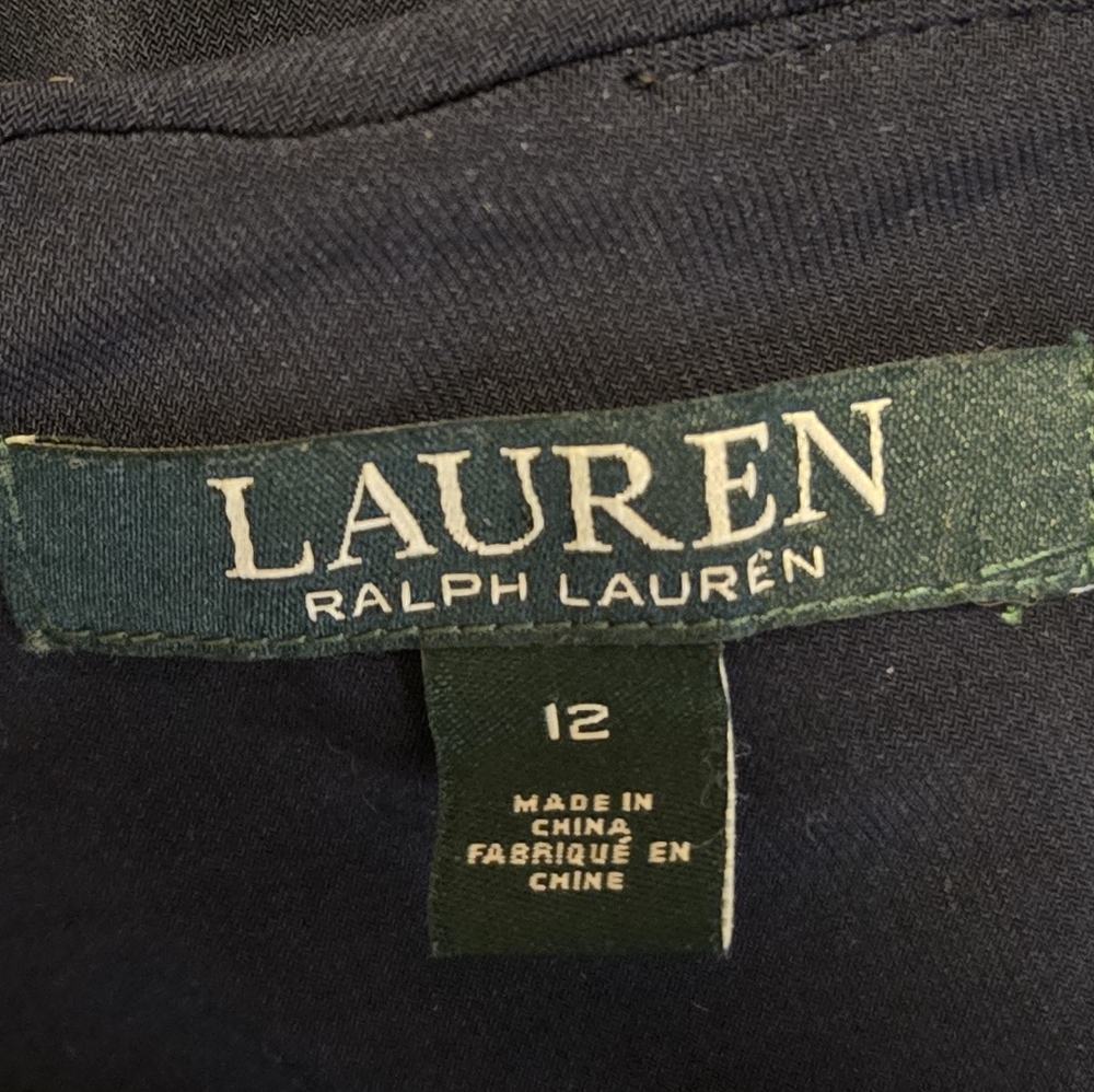Lauren Ralph Lauren Navy Blue Lace Drop Waist Dress Size 12 (6123) - Picture 5 of 8
